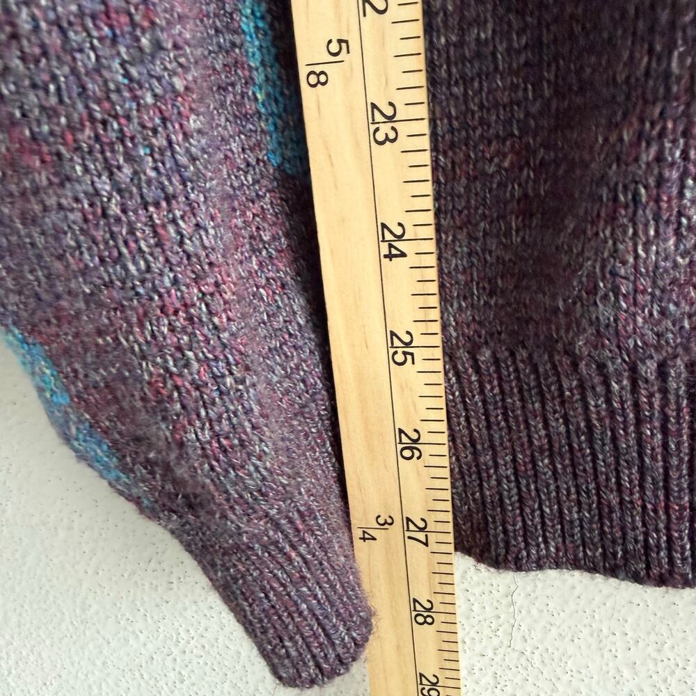 Vtg Grandpa Sweater Geometric Knit Purple‎ Abstract 90s Ziziano USA Made Mens XL - Picture 8 of 8